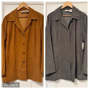Bundle Lot Worthington Women Plus 2X Moleskin Faux Suede Jackets Camel NWT Olive
